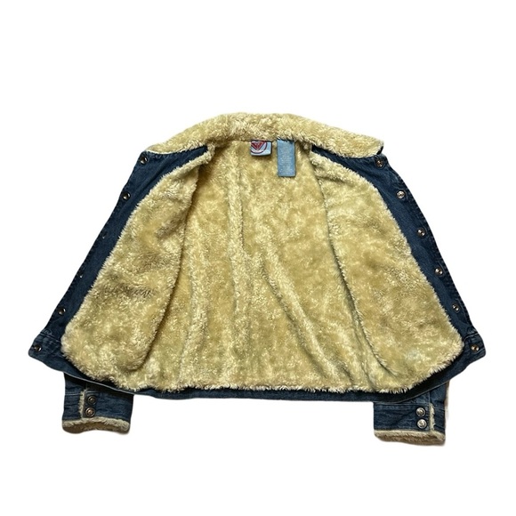 Vintage Roxy Girl Girls Denim Jacket Faux Sherpa Lining - Picture 4 of 8